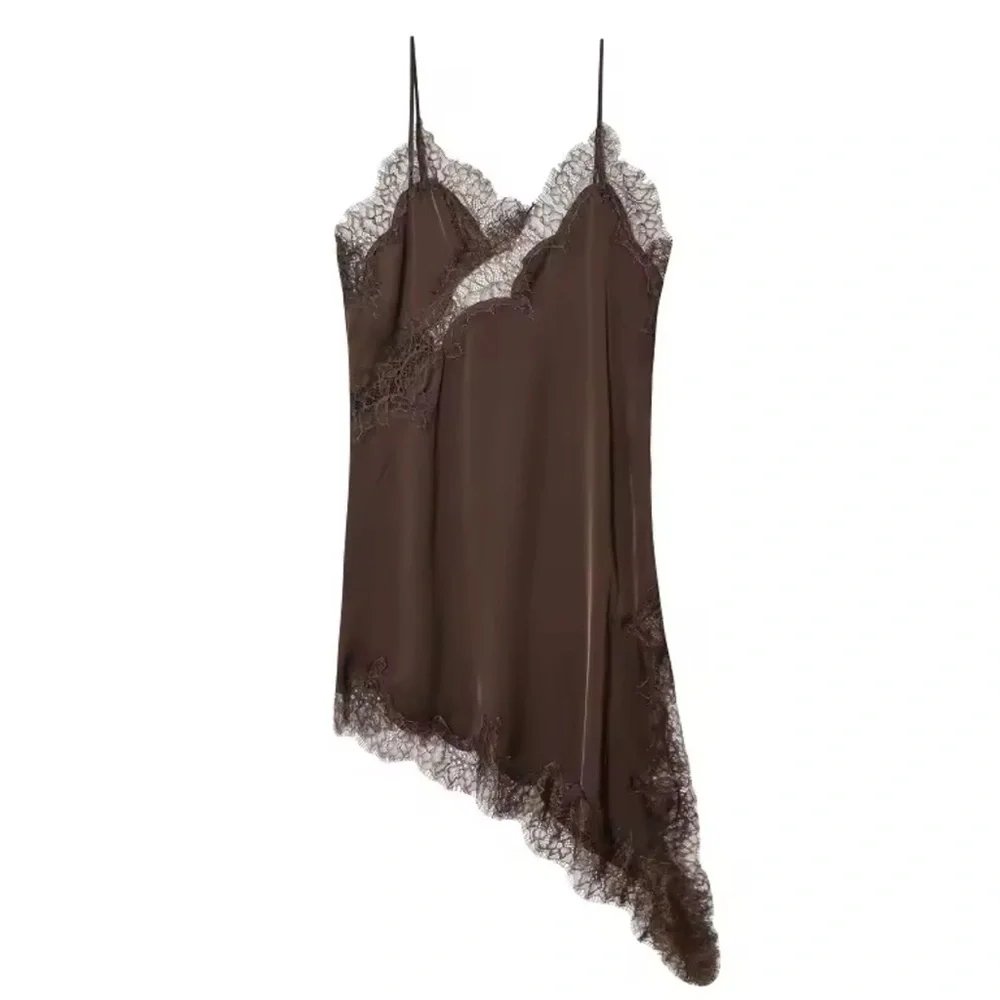 NWT - Lace Silk Black Slip Dress - Straps - Mini Dress - Y2K -Bohemian Zara Like - Picture 5 of 7